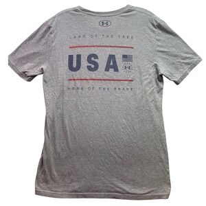 Under Armour Shirt Mens Medium Patriotic Logo Spell Out Everyday Streetwear